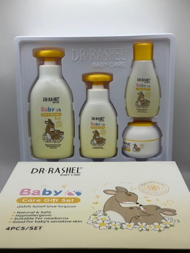 مجموعة هدايا العناية بالطفل من دكتور راشيل - 4 قطع/مجموعة - آذريون عضوي مضاد للحساسية