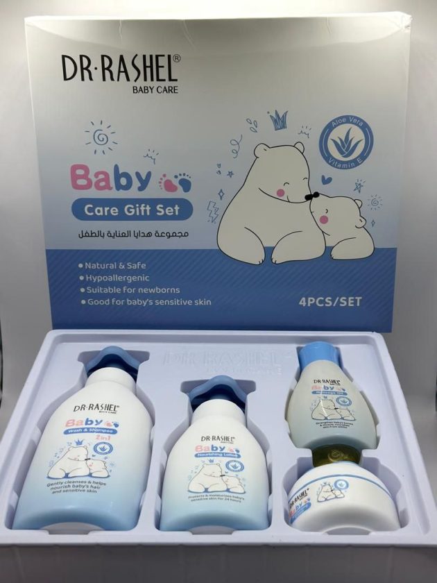 دكتور راشيل مجموعة هدايا العناية بالطفل - اللون الازرق - 4 قطع