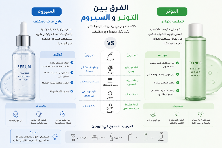 الفرق بين التونر و السيروم